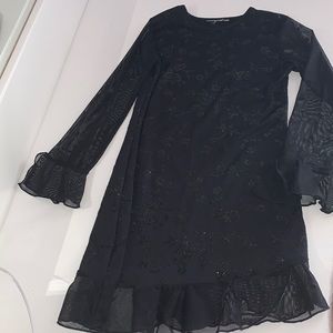 Black glitter floral dress